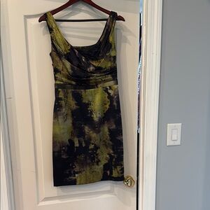 Elie Tahari Green and Black Sheath Mini Dress